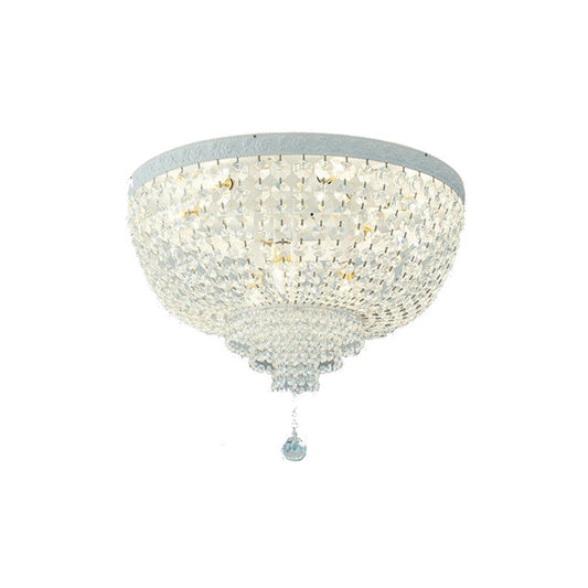 Beaded Flushmount Lighting Minimalist Clear Crystal 12"/16"/19.5" Wide 1 Light Ceiling Fixture for Living Room Clearhalo 'Ceiling Lights' 'Close To Ceiling Lights' 'Close to ceiling' 'Flush mount' Lighting' 272128