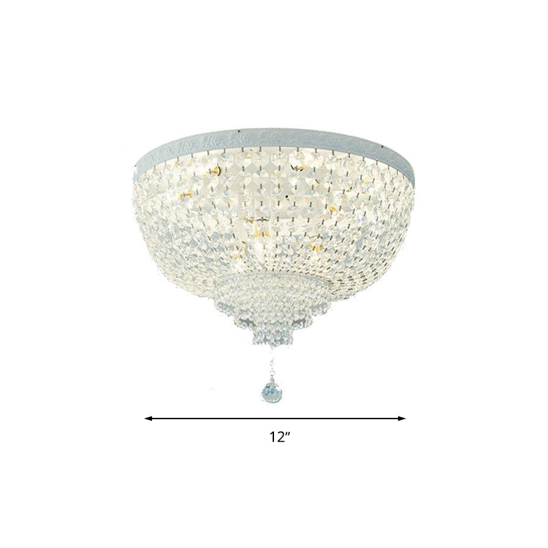 Beaded Flushmount Lighting Minimalist Clear Crystal 12"/16"/19.5" Wide 1 Light Ceiling Fixture for Living Room Clearhalo 'Ceiling Lights' 'Close To Ceiling Lights' 'Close to ceiling' 'Flush mount' Lighting' 272129