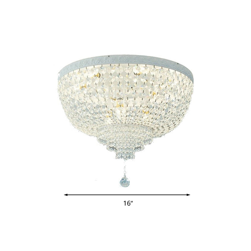 Beaded Flushmount Lighting Minimalist Clear Crystal 12"/16"/19.5" Wide 1 Light Ceiling Fixture for Living Room Clearhalo 'Ceiling Lights' 'Close To Ceiling Lights' 'Close to ceiling' 'Flush mount' Lighting' 272130