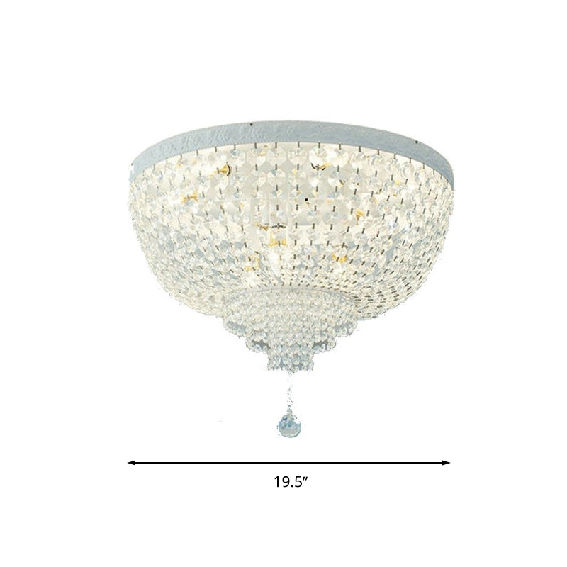 Beaded Flushmount Lighting Minimalist Clear Crystal 12"/16"/19.5" Wide 1 Light Ceiling Fixture for Living Room Clearhalo 'Ceiling Lights' 'Close To Ceiling Lights' 'Close to ceiling' 'Flush mount' Lighting' 272131