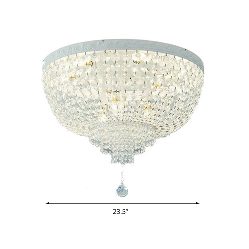 Beaded Flushmount Lighting Minimalist Clear Crystal 12"/16"/19.5" Wide 1 Light Ceiling Fixture for Living Room Clearhalo 'Ceiling Lights' 'Close To Ceiling Lights' 'Close to ceiling' 'Flush mount' Lighting' 272132