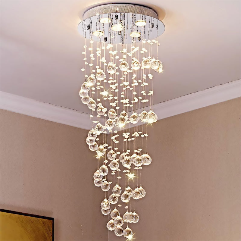 Minimalist Spiral Crystal Ball Flush Mount Ceiling Light 5 Lights Flushmount Lighting in Nickel Clearhalo 'Ceiling Lights' 'Close To Ceiling Lights' 'Close to ceiling' 'Flush mount' Lighting' 272154