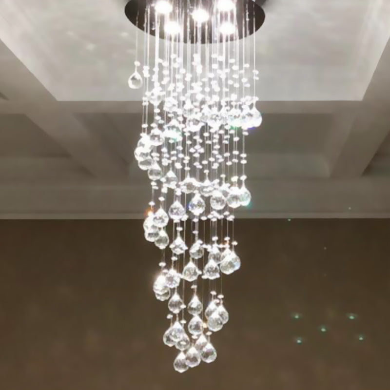 Minimalist Spiral Crystal Ball Flush Mount Ceiling Light 5 Lights Flushmount Lighting in Nickel Clearhalo 'Ceiling Lights' 'Close To Ceiling Lights' 'Close to ceiling' 'Flush mount' Lighting' 272155