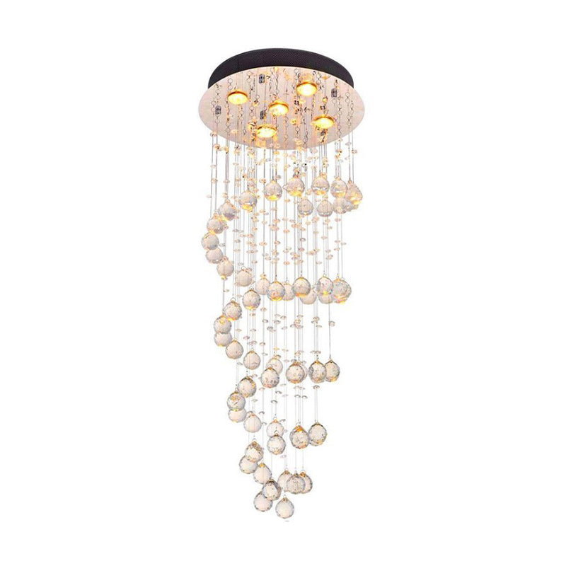 Minimalist Spiral Crystal Ball Flush Mount Ceiling Light 5 Lights Flushmount Lighting in Nickel Clearhalo 'Ceiling Lights' 'Close To Ceiling Lights' 'Close to ceiling' 'Flush mount' Lighting' 272157