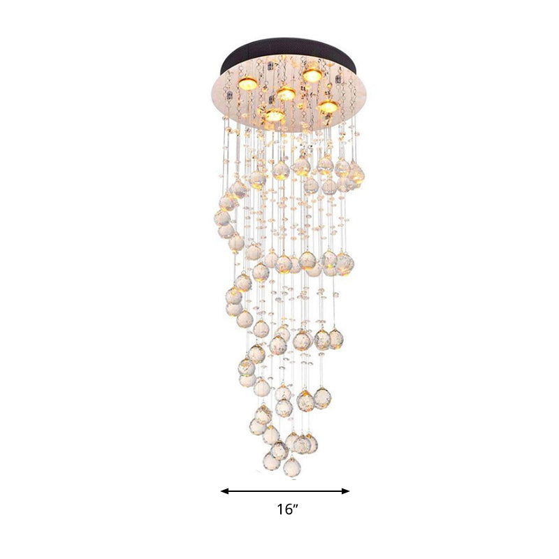 Minimalist Spiral Crystal Ball Flush Mount Ceiling Light 5 Lights Flushmount Lighting in Nickel Clearhalo 'Ceiling Lights' 'Close To Ceiling Lights' 'Close to ceiling' 'Flush mount' Lighting' 272158