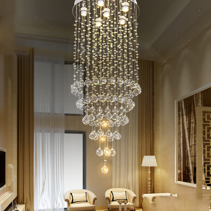 Crystal Beaded Flush Light Fixture Minimalist 6 Lights Nickel Flush Mount Lighting Clearhalo 'Ceiling Lights' 'Close To Ceiling Lights' 'Close to ceiling' 'Flush mount' Lighting' 272172