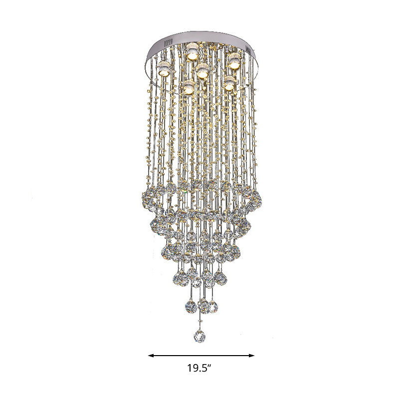 Crystal Beaded Flush Light Fixture Minimalist 6 Lights Nickel Flush Mount Lighting Clearhalo 'Ceiling Lights' 'Close To Ceiling Lights' 'Close to ceiling' 'Flush mount' Lighting' 272174