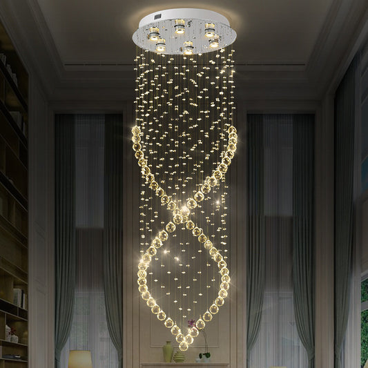 Spiral Crystal Flushmount Lighting Modern Style 6 Lights Nickel Flush Ceiling Light for Corridor Nickel Clearhalo 'Ceiling Lights' 'Close To Ceiling Lights' 'Close to ceiling' 'Flush mount' Lighting' 272184