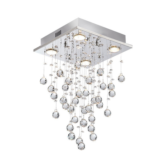 Teardrop Flush Mount Light Contemporary Crystal 4 Lights Living Room Flushmount,shopify in Nickel Clearhalo 'Ceiling Lights' 'Close To Ceiling Lights' 'Lighting' 272199