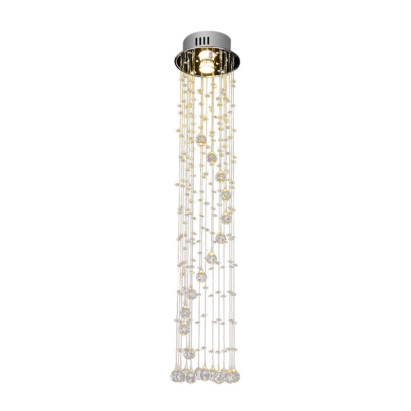 Cylinder Crystal Ball Flush Ceiling Light Fixture Modern Style 1 Light Nickel Flush Mount Clearhalo 'Ceiling Lights' 'Close To Ceiling Lights' 'Close to ceiling' 'Flush mount' Lighting' 272220