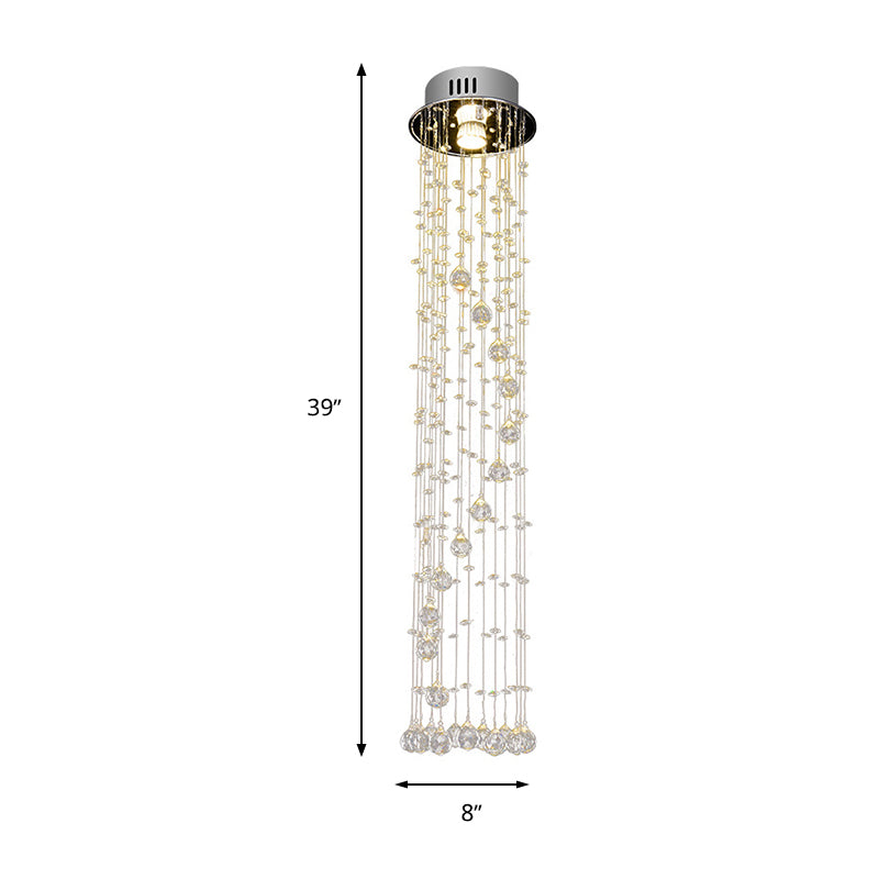 Cylinder Crystal Ball Flush Ceiling Light Fixture Modern Style 1 Light Nickel Flush Mount Clearhalo 'Ceiling Lights' 'Close To Ceiling Lights' 'Close to ceiling' 'Flush mount' Lighting' 272221