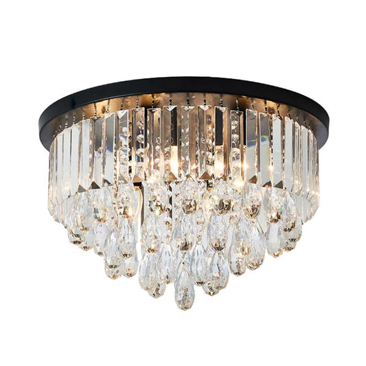 Crystal Cone/Cylinder Flushmount Lighting Contemporary 4 Lights Black Flush Mount Ceiling Light Clearhalo 'Ceiling Lights' 'Close To Ceiling Lights' 'Close to ceiling' 'Flush mount' Lighting' 272254