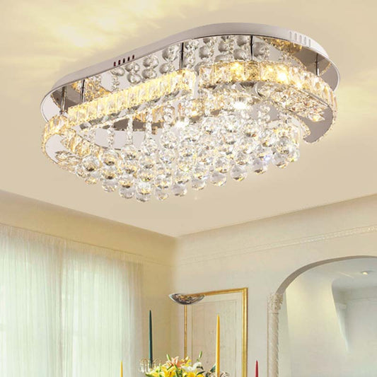 Crystal Ball Oval Flush Mount Lighting Minimalist LED Flush Light Fixture in Chrome Chrome Clearhalo 'Ceiling Lights' 'Close To Ceiling Lights' 'Close to ceiling' 'Flush mount' Lighting' 272263