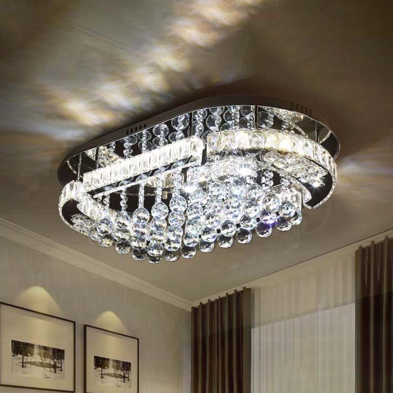 Crystal Ball Oval Flush Mount Lighting Minimalist LED Flush Light Fixture in Chrome Clearhalo 'Ceiling Lights' 'Close To Ceiling Lights' 'Close to ceiling' 'Flush mount' Lighting' 272265