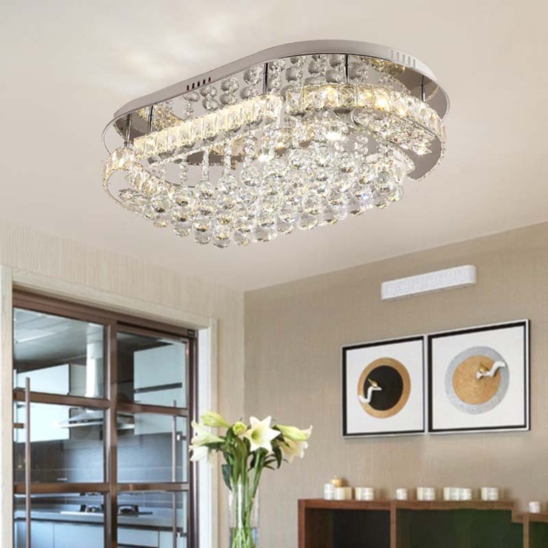 Crystal Ball Oval Flush Mount Lighting Minimalist LED Flush Light Fixture in Chrome Clearhalo 'Ceiling Lights' 'Close To Ceiling Lights' 'Close to ceiling' 'Flush mount' Lighting' 272266