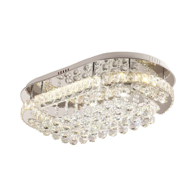 Crystal Ball Oval Flush Mount Lighting Minimalist LED Flush Light Fixture in Chrome Clearhalo 'Ceiling Lights' 'Close To Ceiling Lights' 'Close to ceiling' 'Flush mount' Lighting' 272267