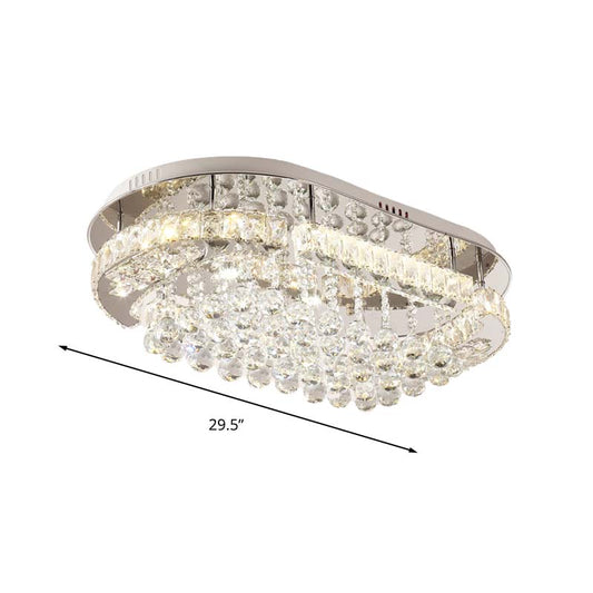 Crystal Ball Oval Flush Mount Lighting Minimalist LED Flush Light Fixture in Chrome Clearhalo 'Ceiling Lights' 'Close To Ceiling Lights' 'Close to ceiling' 'Flush mount' Lighting' 272268