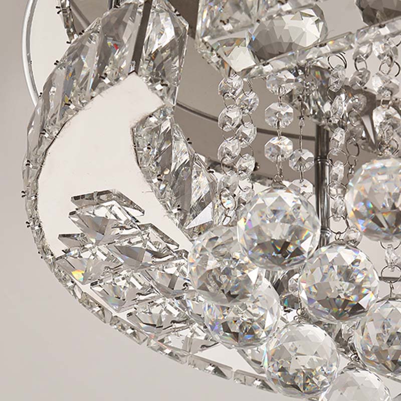 Crystal Ball Oval Flush Mount Lighting Minimalist LED Flush Light Fixture in Chrome Clearhalo 'Ceiling Lights' 'Close To Ceiling Lights' 'Close to ceiling' 'Flush mount' Lighting' 272269