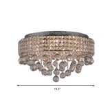 Modern Cascading Flushmount Crystal Ball 9 Lights Living Room Ceiling Light Fixture in Nickel Clearhalo 'Ceiling Lights' 'Close To Ceiling Lights' 'Close to ceiling' 'Flush mount' Lighting' 272275