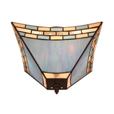 Stained Glass Ceiling Light in Blue, Flush Mount Light with Pyramid Shade for Living Room Tiffany Style Clearhalo 'Ceiling Lights' 'Close To Ceiling Lights' 'Close to ceiling' 'Flush mount' Lighting' 2722