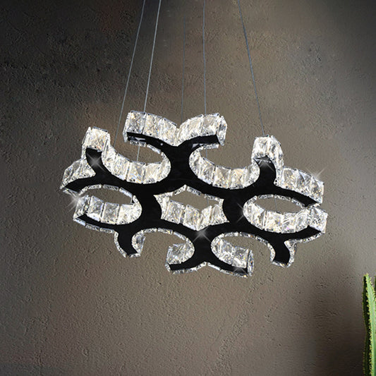 C-Shaped Ceiling Chandelier Contemporary Crystal LED Living Room Drop Pendant in Black Black Clearhalo 'Ceiling Lights' 'Modern Pendants' 'Modern' 'Pendant Lights' 'Pendants' Lighting' 272327