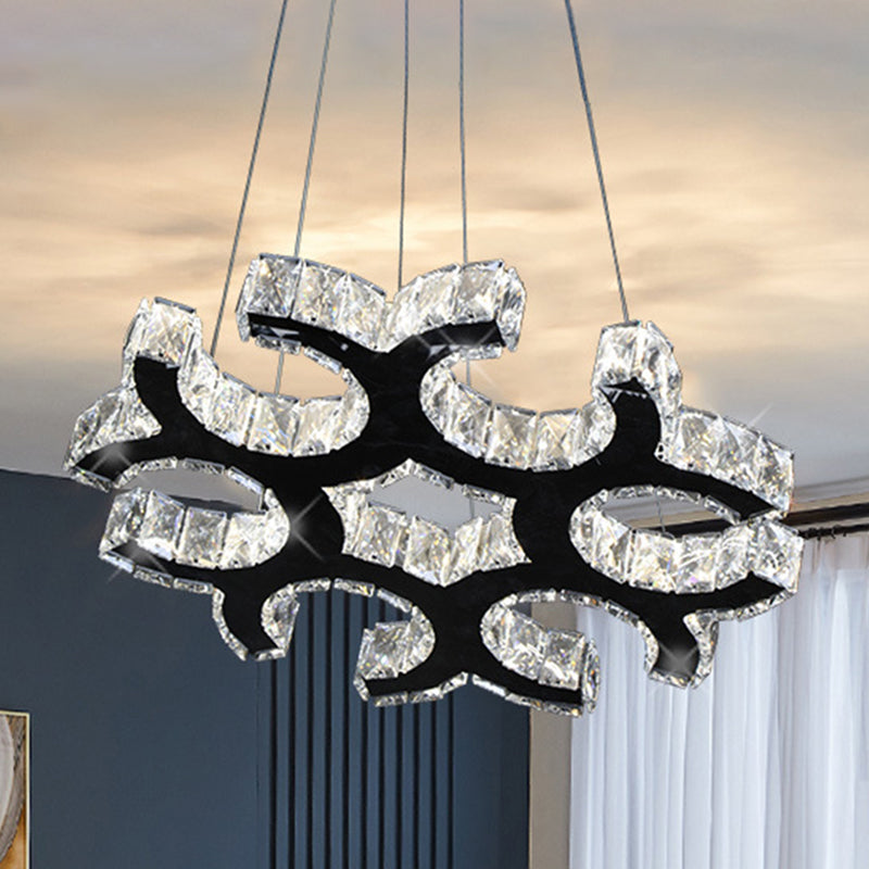 C-Shaped Ceiling Chandelier Contemporary Crystal LED Living Room Drop Pendant in Black Clearhalo 'Ceiling Lights' 'Modern Pendants' 'Modern' 'Pendant Lights' 'Pendants' Lighting' 272328