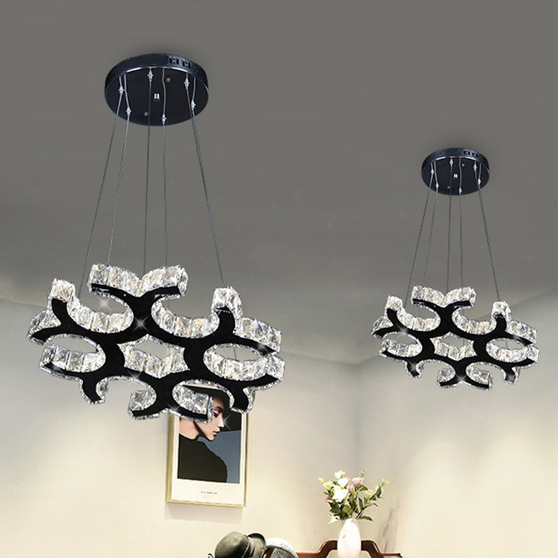 C-Shaped Ceiling Chandelier Contemporary Crystal LED Living Room Drop Pendant in Black Clearhalo 'Ceiling Lights' 'Modern Pendants' 'Modern' 'Pendant Lights' 'Pendants' Lighting' 272329