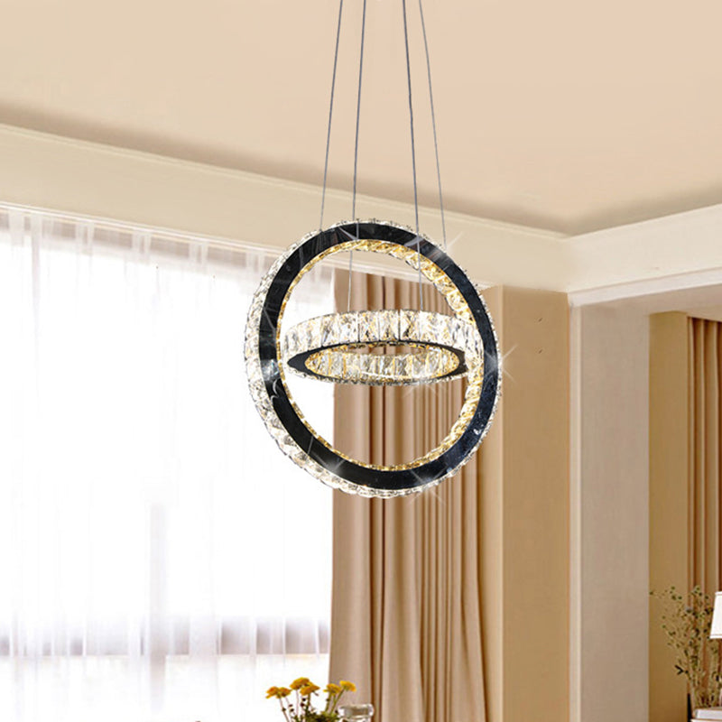 Minimalist LED Ring Chandelier Lamp Crystal LED Living Room Hanging Light in Black Black Clearhalo 'Ceiling Lights' 'Modern Pendants' 'Modern' 'Pendant Lights' 'Pendants' Lighting' 272334