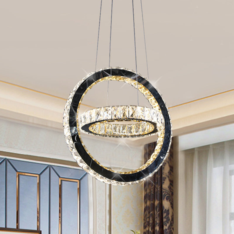 Minimalist LED Ring Chandelier Lamp Crystal LED Living Room Hanging Light in Black Clearhalo 'Ceiling Lights' 'Modern Pendants' 'Modern' 'Pendant Lights' 'Pendants' Lighting' 272335