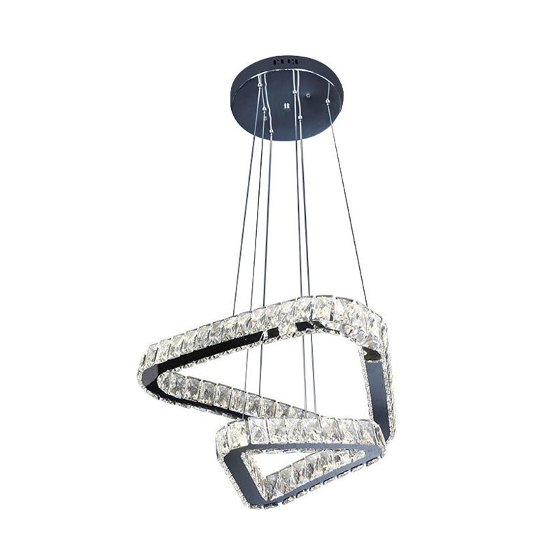 Crystal Triangle Chandelier Pendant Light Minimalist LED Hanging Lamp in Nickel Clearhalo 'Ceiling Lights' 'Modern Pendants' 'Modern' 'Pendant Lights' 'Pendants' Lighting' 272345