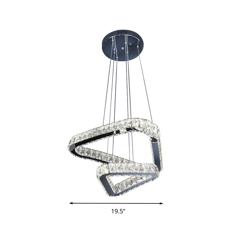 Crystal Triangle Chandelier Pendant Light Minimalist LED Hanging Lamp in Nickel Clearhalo 'Ceiling Lights' 'Modern Pendants' 'Modern' 'Pendant Lights' 'Pendants' Lighting' 272346