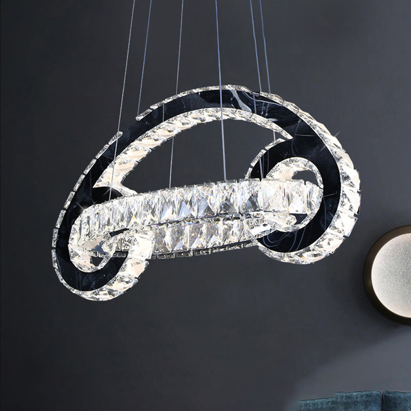 Crystal Car Shaped Chandelier Light Fixture Contemporary Led Pendant Lamp in Black Black Clearhalo 'Ceiling Lights' 'Modern Pendants' 'Modern' 'Pendant Lights' 'Pendants' Lighting' 272348