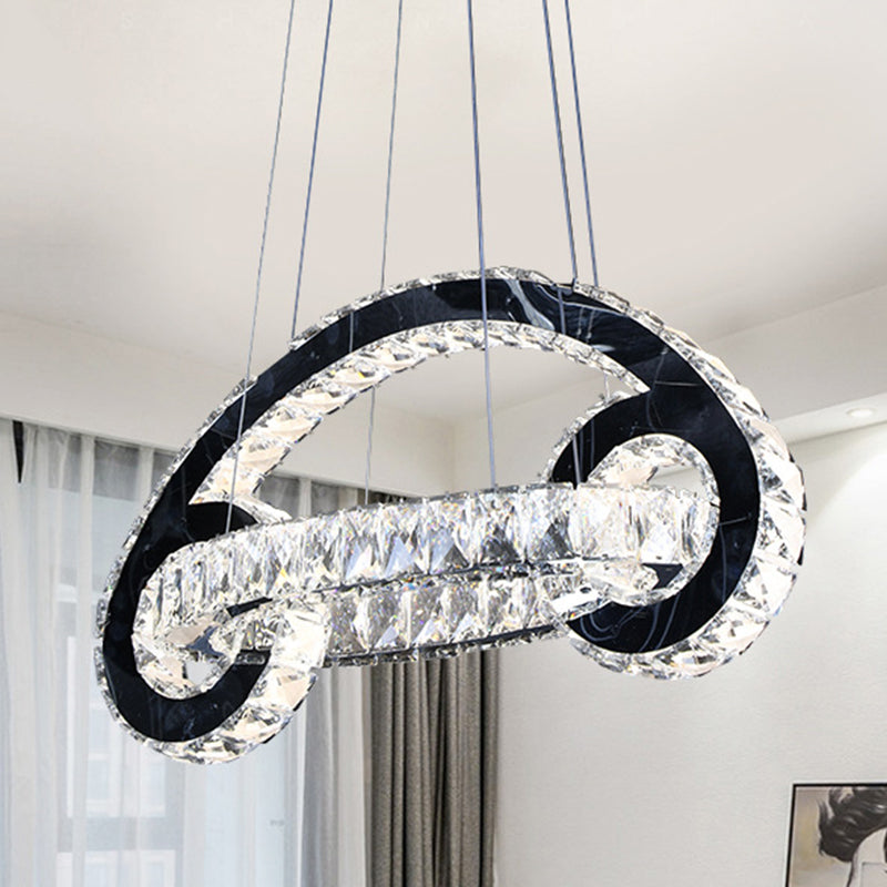 Crystal Car Shaped Chandelier Light Fixture Contemporary Led Pendant Lamp in Black Clearhalo 'Ceiling Lights' 'Modern Pendants' 'Modern' 'Pendant Lights' 'Pendants' Lighting' 272349