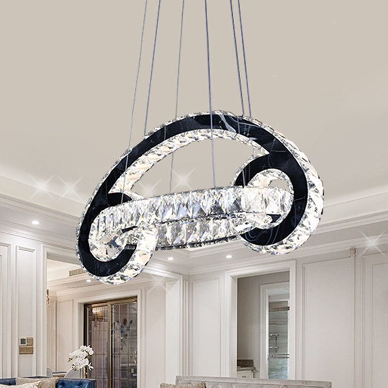 Crystal Car Shaped Chandelier Light Fixture Contemporary Led Pendant Lamp in Black Clearhalo 'Ceiling Lights' 'Modern Pendants' 'Modern' 'Pendant Lights' 'Pendants' Lighting' 272350