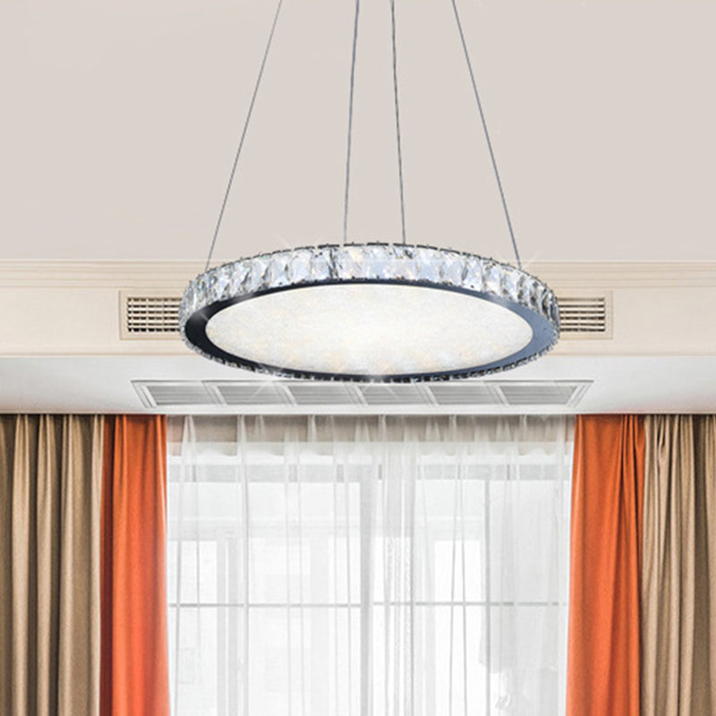 Crystal Round Chandelier Lighting Fixture Contemporary LED Nickel Pendant Ceiling Light Nickel Clearhalo 'Ceiling Lights' 'Modern Pendants' 'Modern' 'Pendant Lights' 'Pendants' Lighting' 272355