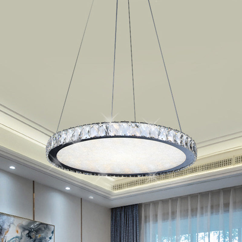 Crystal Round Chandelier Lighting Fixture Contemporary LED Nickel Pendant Ceiling Light Clearhalo 'Ceiling Lights' 'Modern Pendants' 'Modern' 'Pendant Lights' 'Pendants' Lighting' 272356