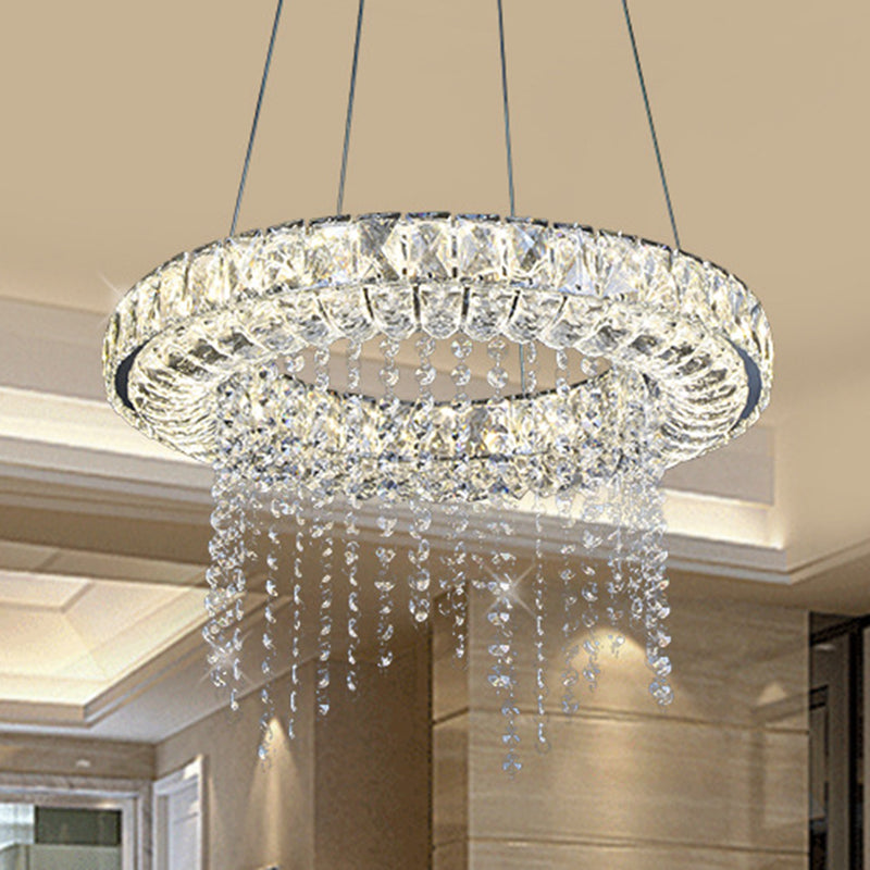 Black Ring Shape Chandelier Lighting Minimalist LED Crystal Hanging Light Fixture Clearhalo 'Ceiling Lights' 'Modern Pendants' 'Modern' 'Pendant Lights' 'Pendants' Lighting' 272363