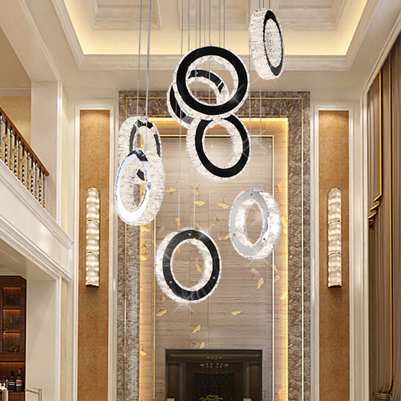 Ring Crystal Cluster Pendant Minimalist LED Black Down Lighting for Living Room Clearhalo 'Ceiling Lights' 'Modern Pendants' 'Modern' 'Pendant Lights' 'Pendants' Lighting' 272371