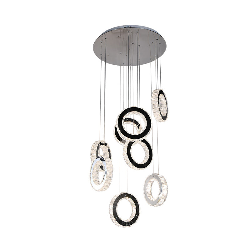 Ring Crystal Cluster Pendant Minimalist LED Black Down Lighting for Living Room Clearhalo 'Ceiling Lights' 'Modern Pendants' 'Modern' 'Pendant Lights' 'Pendants' Lighting' 272373