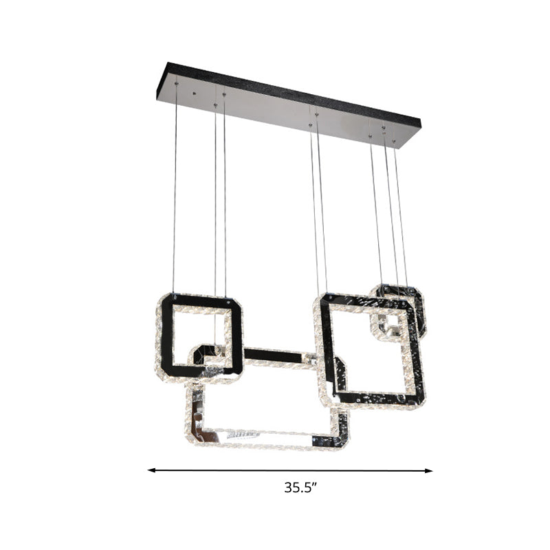 Square Crystal Cluster Pendant Light Minimalist LED Black Hanging Lamp Kit for Living Rom Clearhalo 'Ceiling Lights' 'Modern Pendants' 'Modern' 'Pendant Lights' 'Pendants' Lighting' 272381