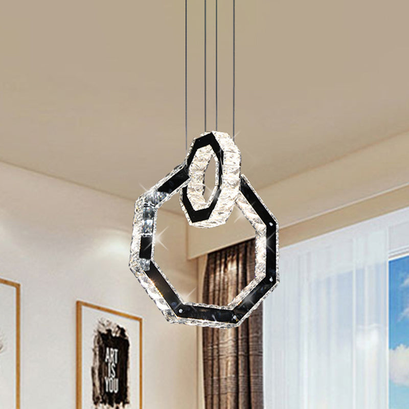 Polygon Crystal Chandelier Light Minimalist Led Black Pendant Lighting Fixture Black Clearhalo 'Ceiling Lights' 'Modern Pendants' 'Modern' 'Pendant Lights' 'Pendants' Lighting' 272383