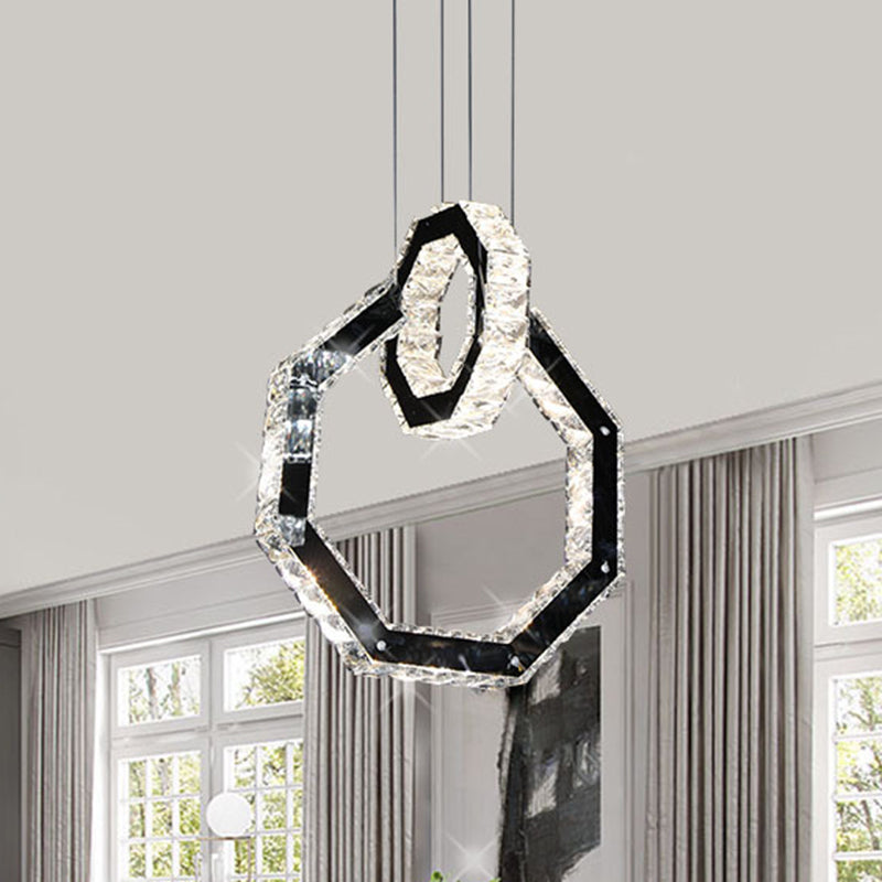 Polygon Crystal Chandelier Light Minimalist Led Black Pendant Lighting Fixture Clearhalo 'Ceiling Lights' 'Modern Pendants' 'Modern' 'Pendant Lights' 'Pendants' Lighting' 272384