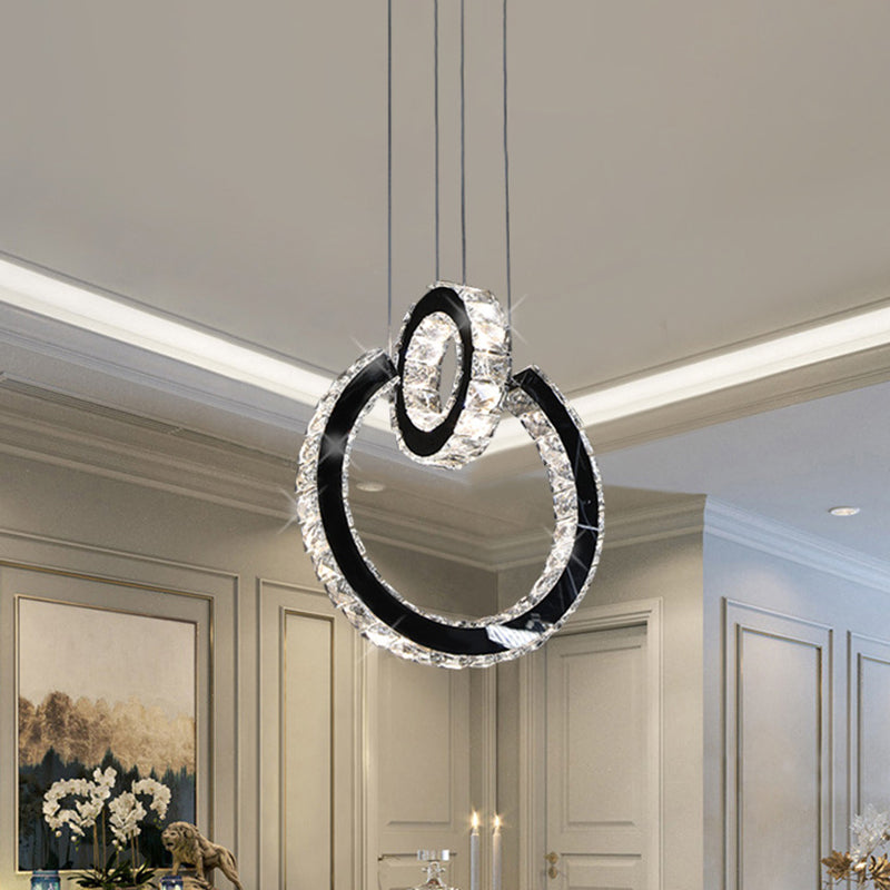 Minimalist Ring Crystal Chandelier Lighting Fixture LED Hanging Ceiling Light in Black Black Clearhalo 'Ceiling Lights' 'Modern Pendants' 'Modern' 'Pendant Lights' 'Pendants' Lighting' 272390