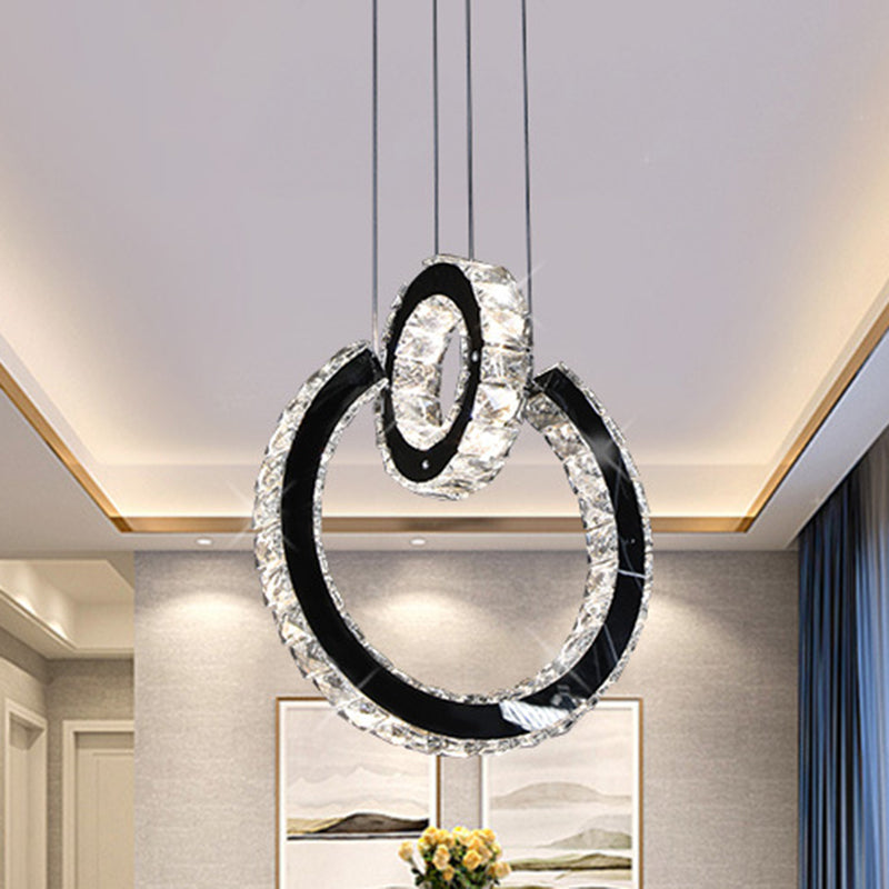 Minimalist Ring Crystal Chandelier Lighting Fixture LED Hanging Ceiling Light in Black Clearhalo 'Ceiling Lights' 'Modern Pendants' 'Modern' 'Pendant Lights' 'Pendants' Lighting' 272391