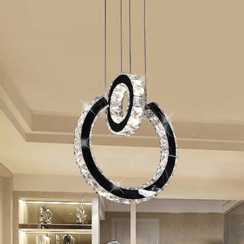 Minimalist Ring Crystal Chandelier Lighting Fixture LED Hanging Ceiling Light in Black Clearhalo 'Ceiling Lights' 'Modern Pendants' 'Modern' 'Pendant Lights' 'Pendants' Lighting' 272392