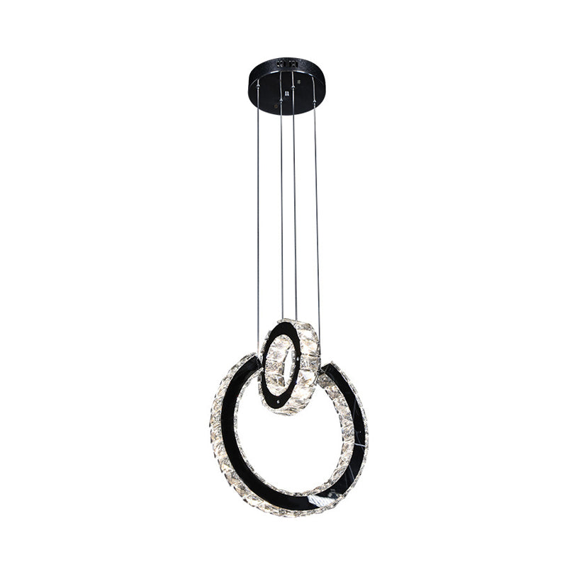 Minimalist Ring Crystal Chandelier Lighting Fixture LED Hanging Ceiling Light in Black Clearhalo 'Ceiling Lights' 'Modern Pendants' 'Modern' 'Pendant Lights' 'Pendants' Lighting' 272394