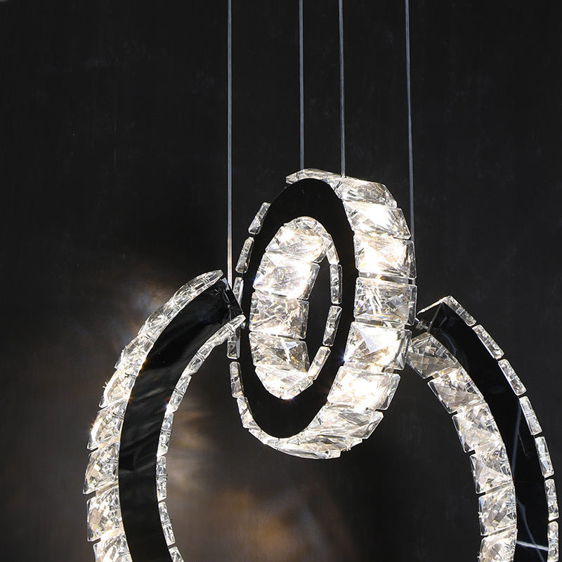 Minimalist Ring Crystal Chandelier Lighting Fixture LED Hanging Ceiling Light in Black Clearhalo 'Ceiling Lights' 'Modern Pendants' 'Modern' 'Pendant Lights' 'Pendants' Lighting' 272396