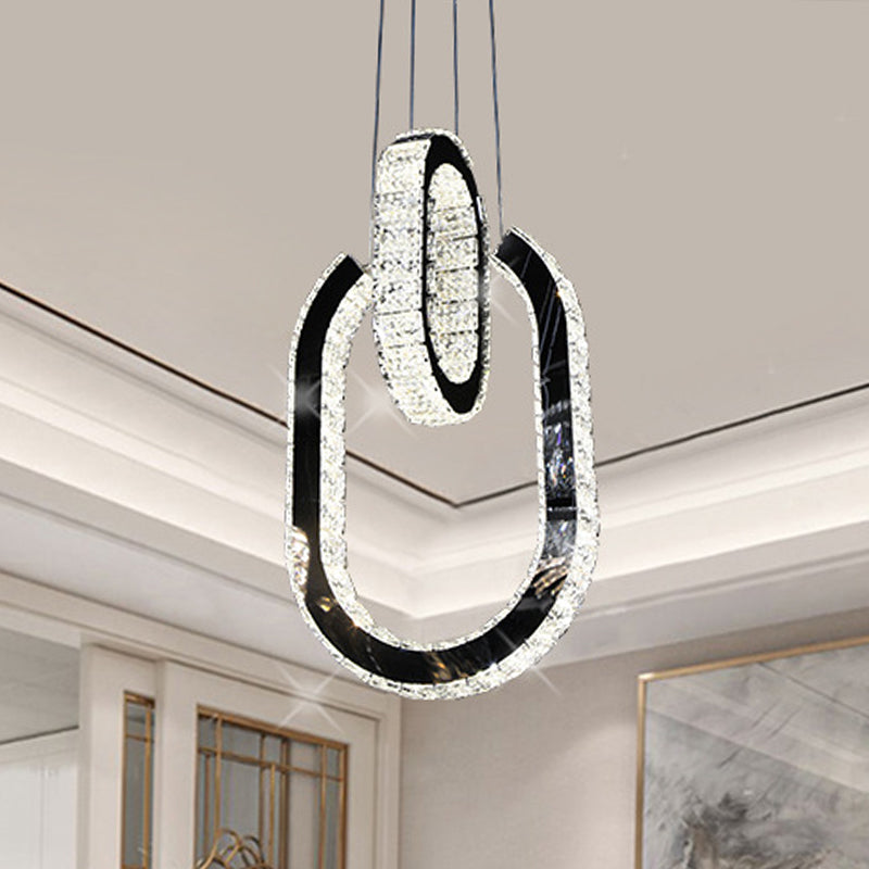 Oval Shaped Chandelier Light Fixture LED Minimalist Hanging Lamp Kit in Black Clearhalo 'Ceiling Lights' 'Modern Pendants' 'Modern' 'Pendant Lights' 'Pendants' Lighting' 272405