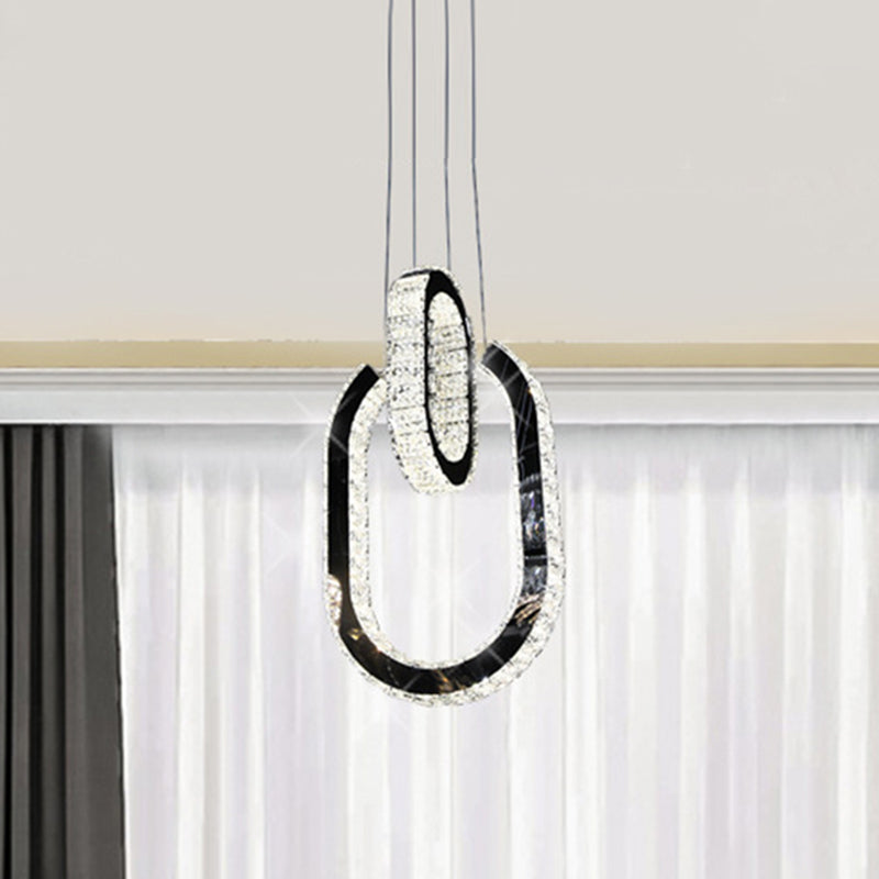 Oval Shaped Chandelier Light Fixture LED Minimalist Hanging Lamp Kit in Black Clearhalo 'Ceiling Lights' 'Modern Pendants' 'Modern' 'Pendant Lights' 'Pendants' Lighting' 272406