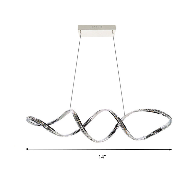 Twist Hanging Chandelier Modern Crystal LED Dining Room Pendant Lighting in Chrome, Warm/White Light Clearhalo 'Ceiling Lights' 'Chandeliers' 'Modern Chandeliers' 'Modern' Lighting' 272430